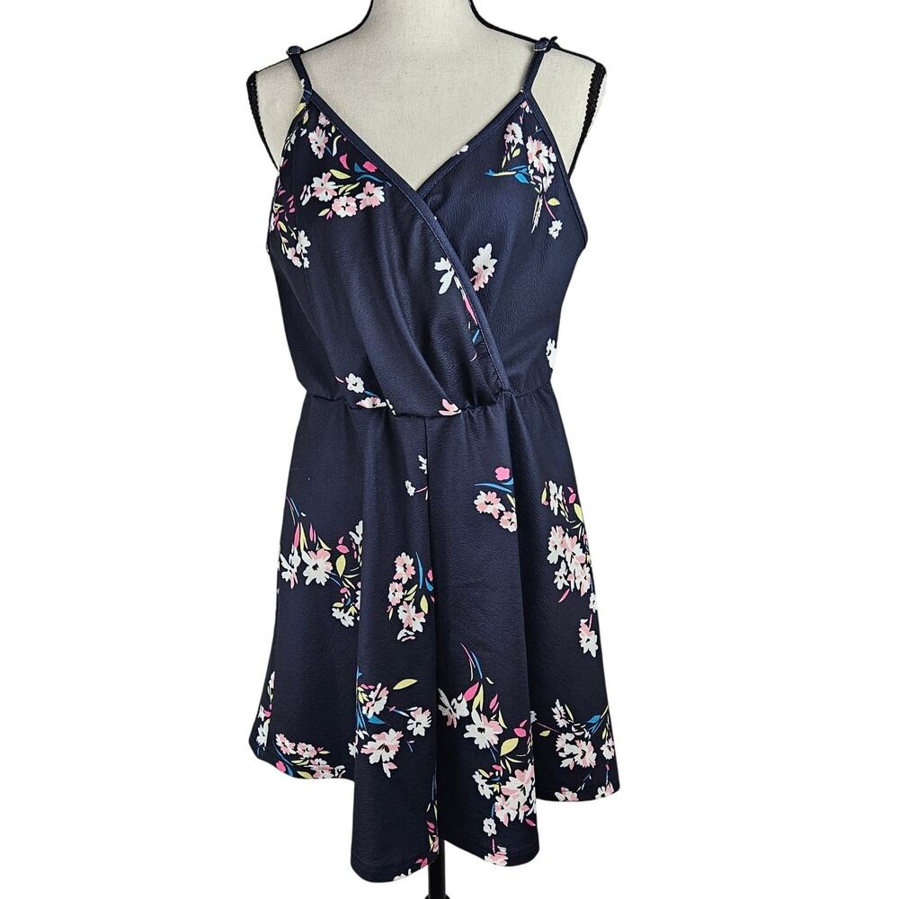Angashion women's large navy midi romper wrap floral  Ballerina Spring Summer